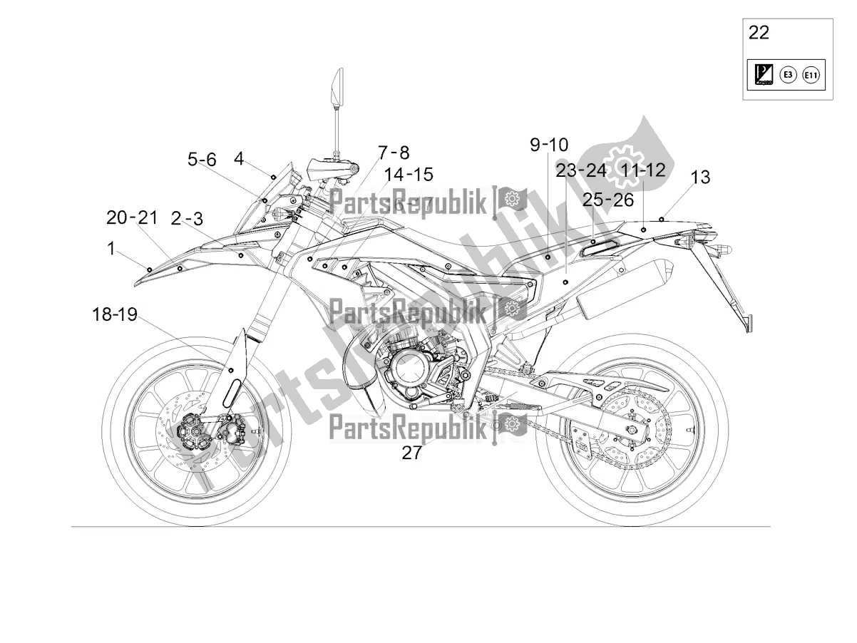 All parts for the Decal of the Aprilia SX 50 Factory 2020