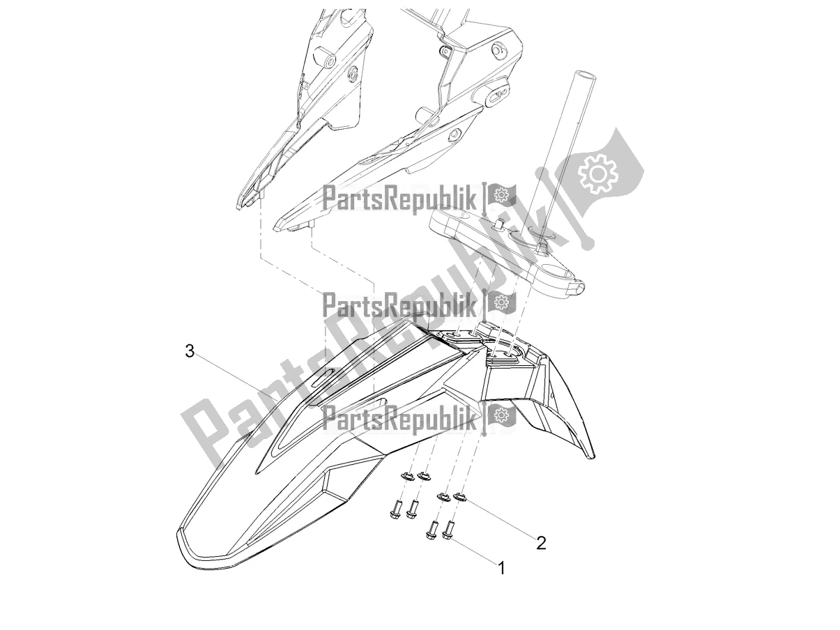 Alle onderdelen voor de Voorspatbordstijl van de Aprilia SX 50 Factory 2020