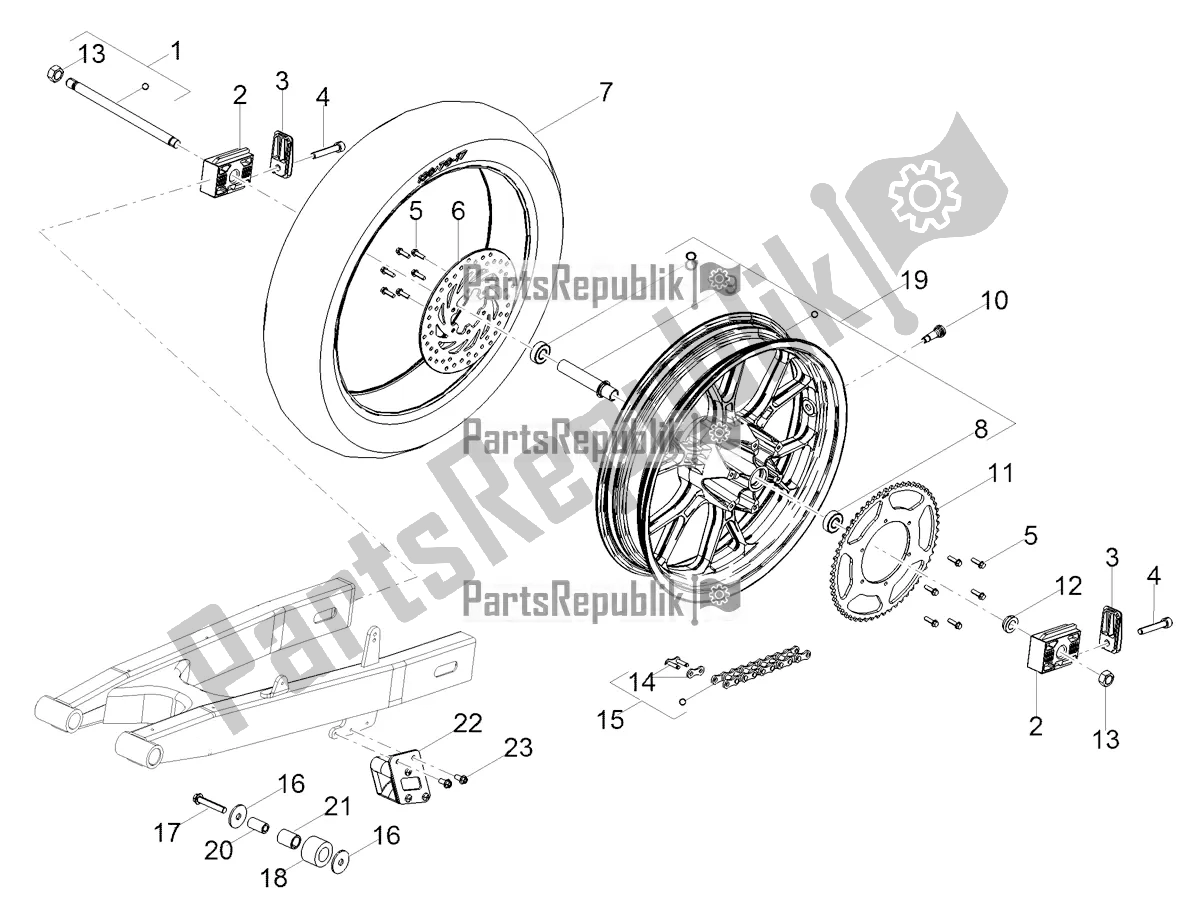 All parts for the Rear Wheel of the Aprilia SX 50 Factory 2021