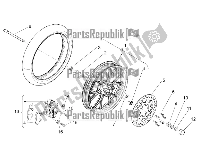 All parts for the Front Wheel Ii of the Aprilia SX 50 Limited Edition 2016