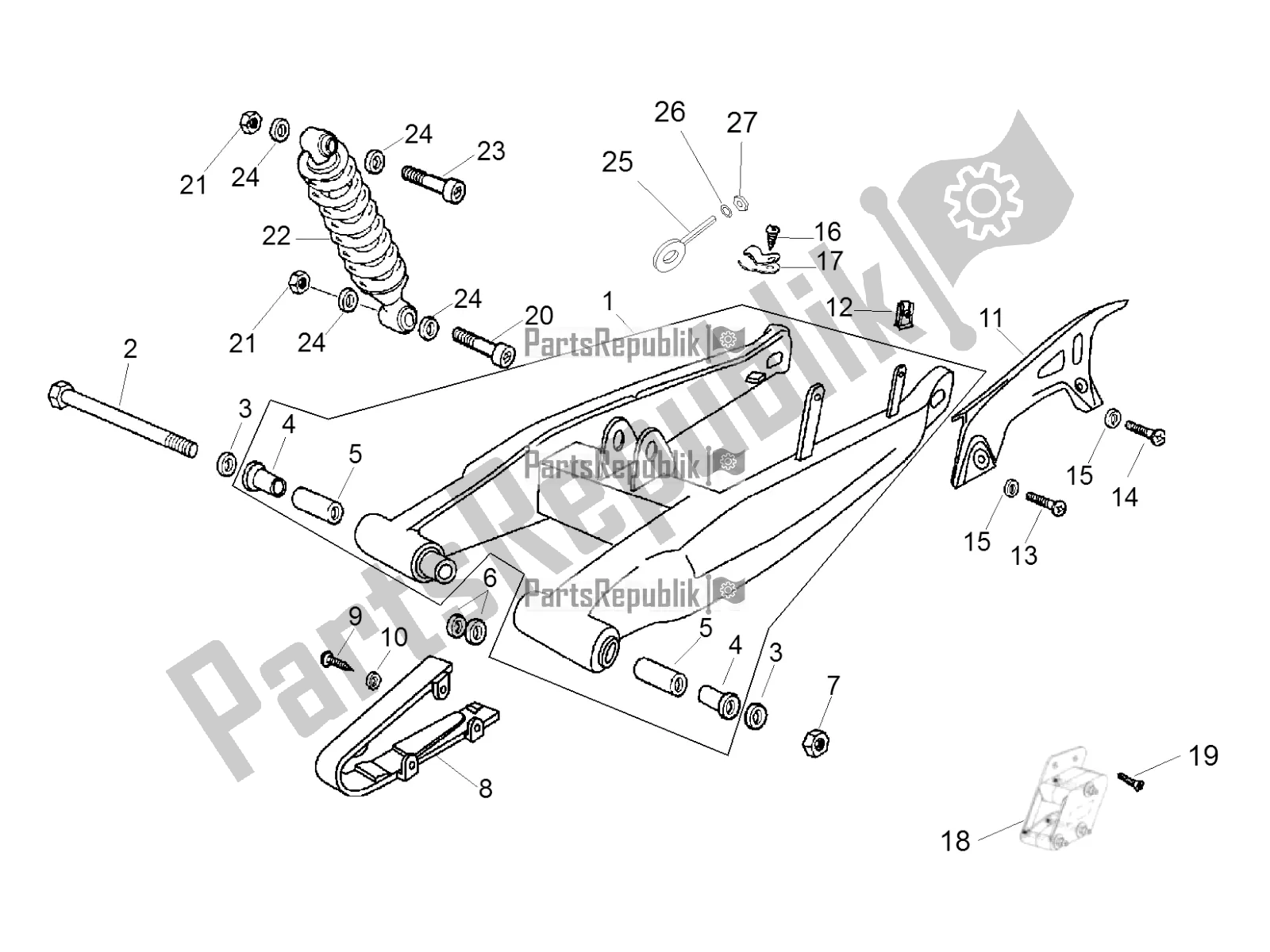 Tutte le parti per il Forcellone del Aprilia SX 50 Limited Edition 2016