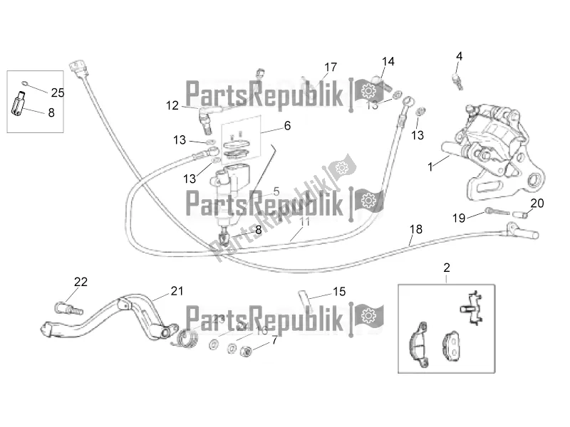 All parts for the Rear Brake Caliper of the Aprilia SX 50 Limited Edition 2017