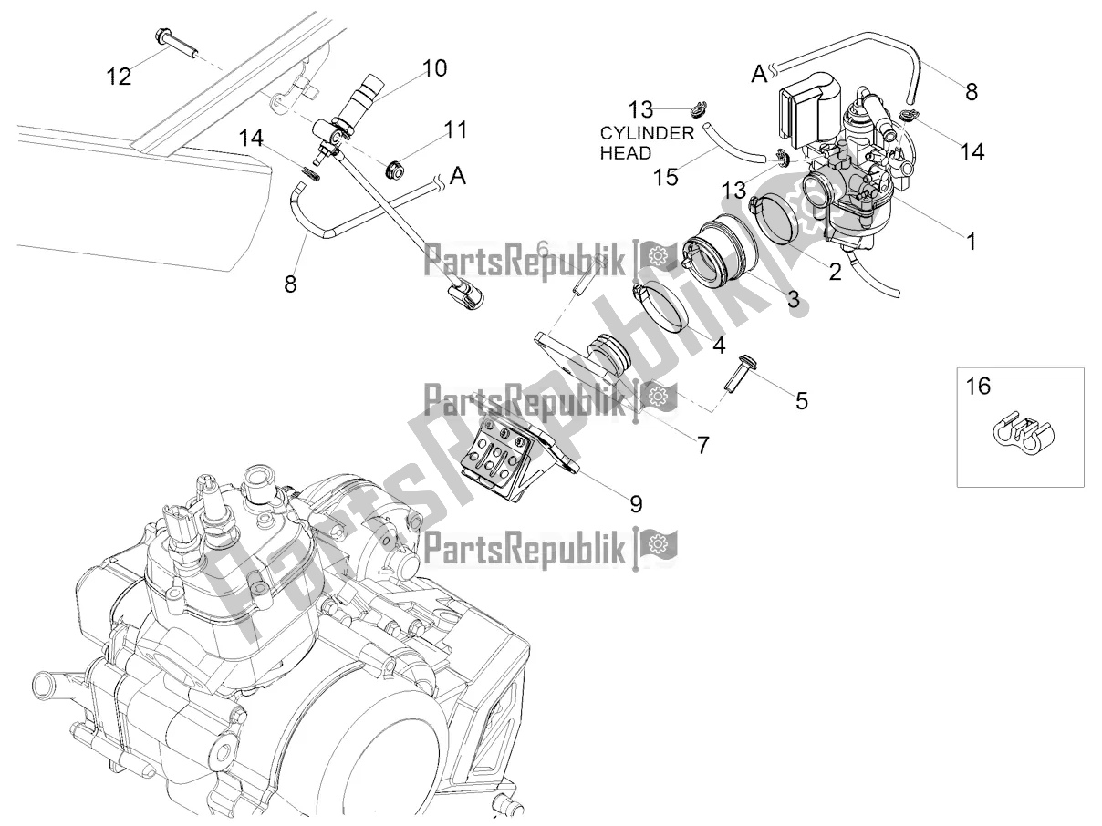 All parts for the Carburettor of the Aprilia SX 50 LOW Seat 2021