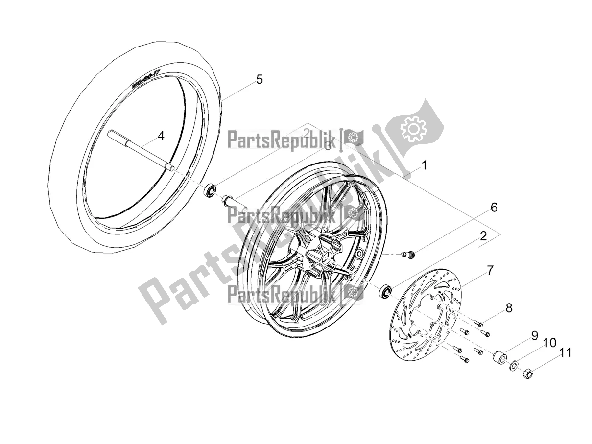 All parts for the Front Wheel of the Aprilia SX 50 LOW Seat 2021