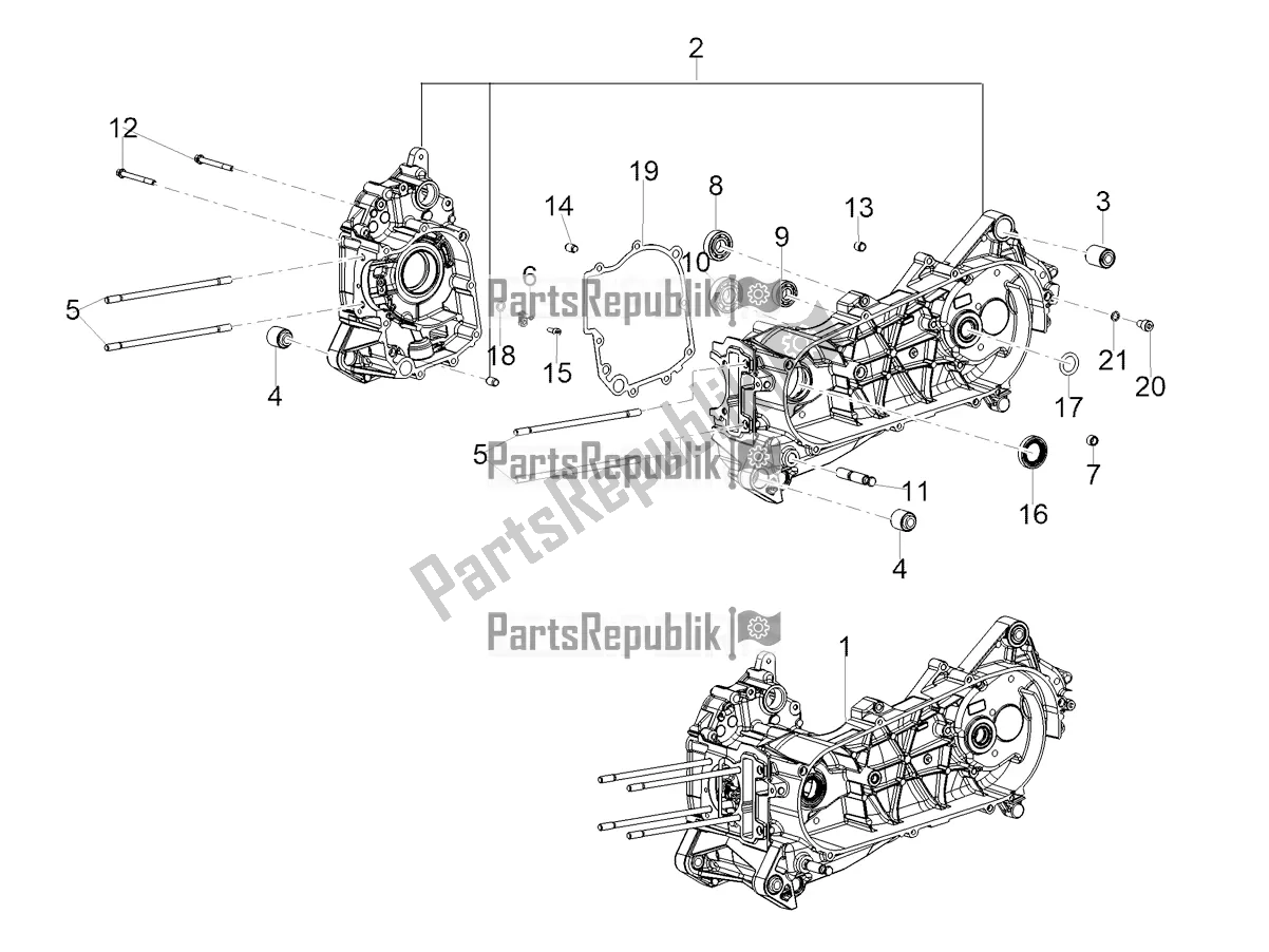 All parts for the Crankcases I of the Aprilia SXR 160 Bsvi ABS Latam 2021