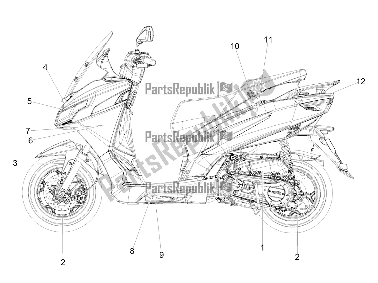 All parts for the Decal of the Aprilia SXR 160 Bsvi ABS Latam 2021