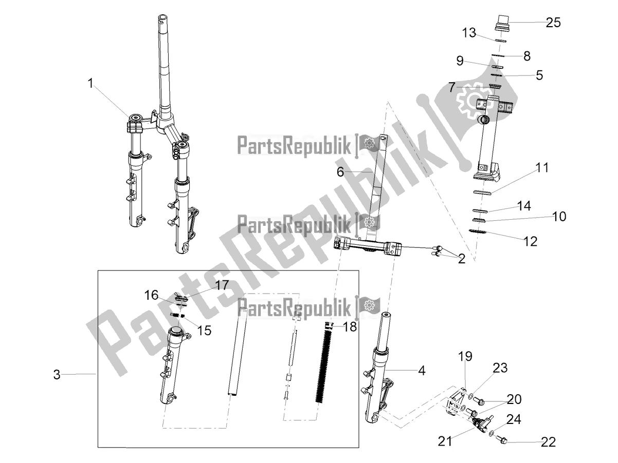 Alle onderdelen voor de Voorvork van de Aprilia SXR 160 Bsvi ABS Latam 2021