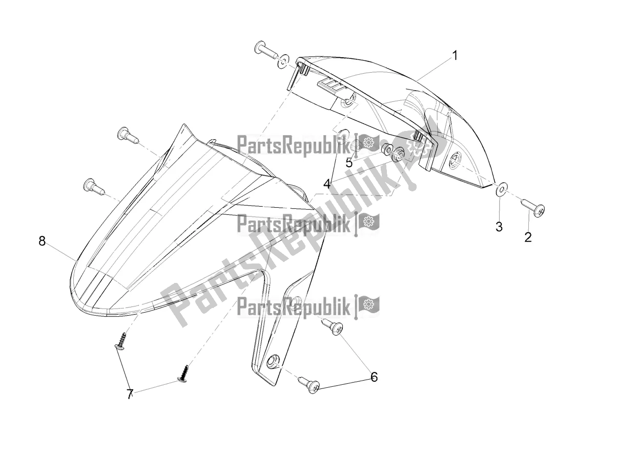 Tutte le parti per il Parafango Anteriore-colonna del Aprilia SXR 160 Bsvi ABS Latam 2021