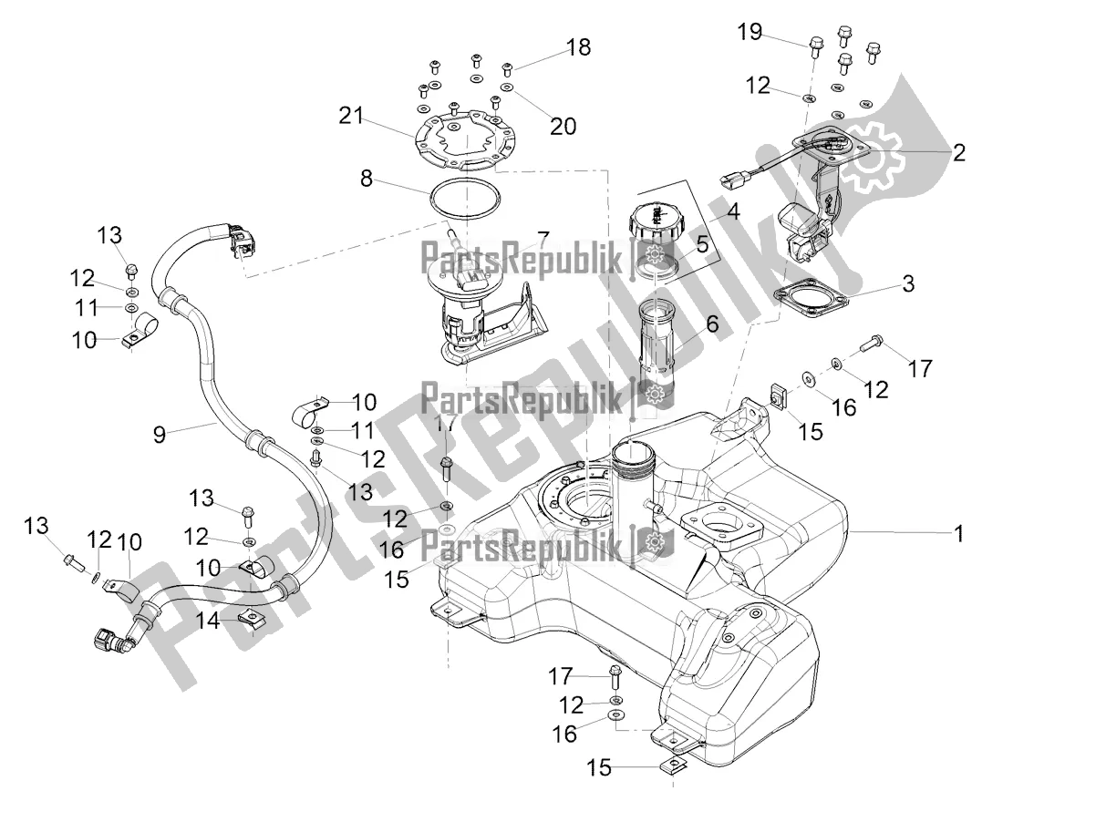 Alle onderdelen voor de Benzinetank van de Aprilia SXR 160 Bsvi ABS Latam 2021