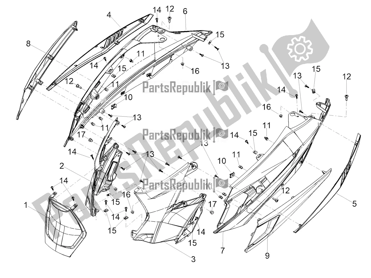 Alle onderdelen voor de Achterlichaam van de Aprilia SXR 160 Bsvi ABS Latam 2021