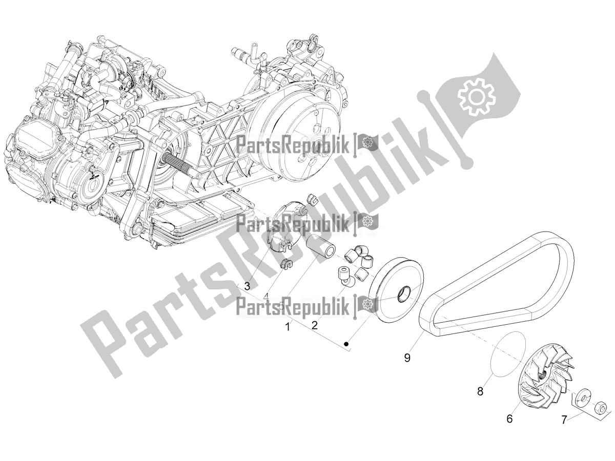 Todas as partes de Montagem De Meia Polia., Condução do Aprilia SXR 160 Bsvi ABS Latam 2022