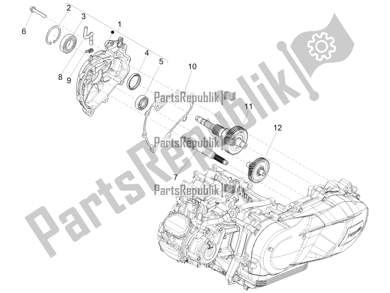 All parts for the Reduction Unit of the Aprilia SXR 160 Bsvi ABS Latam 2022