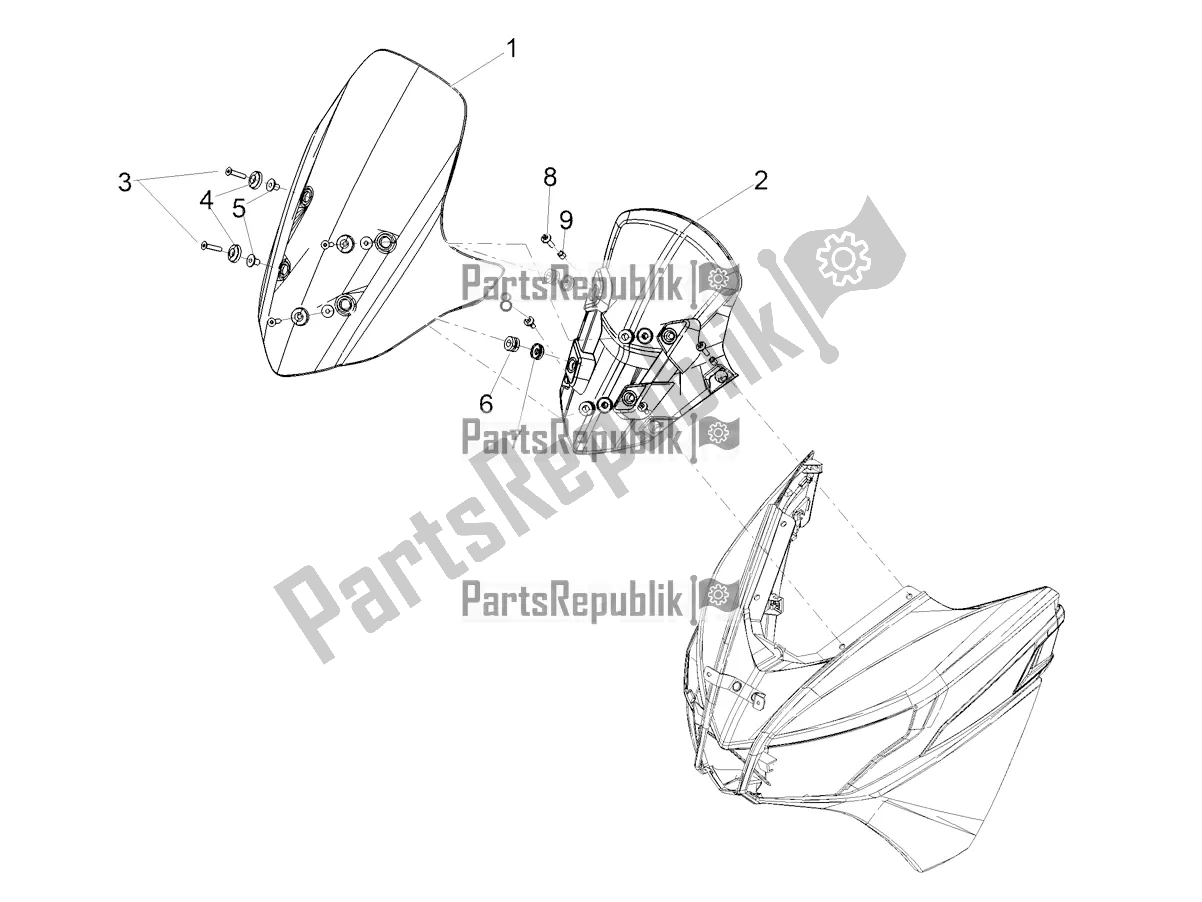 Todas as partes de Parabrisa do Aprilia SXR 160 Bsvi ABS Latam 2022