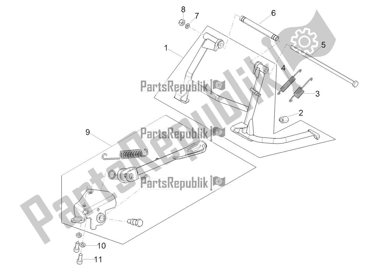 Alle Teile für das Zentraler Ständer des Aprilia SXR 50 4T 3V E5 HE NEW Comfort 2021