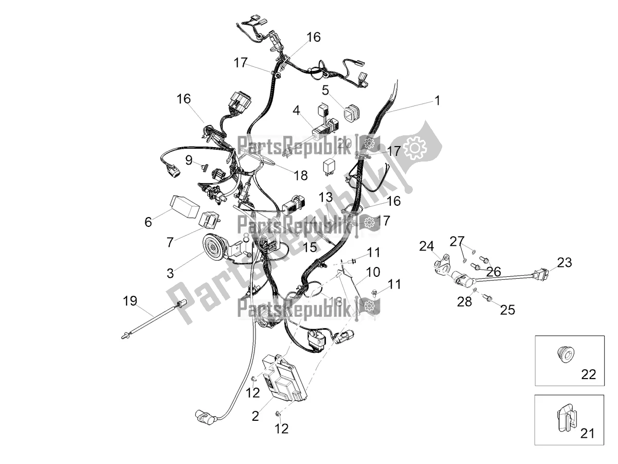 All parts for the Front Electrical System of the Aprilia SXR 50 4T 3V E5 HE NEW Comfort 2021