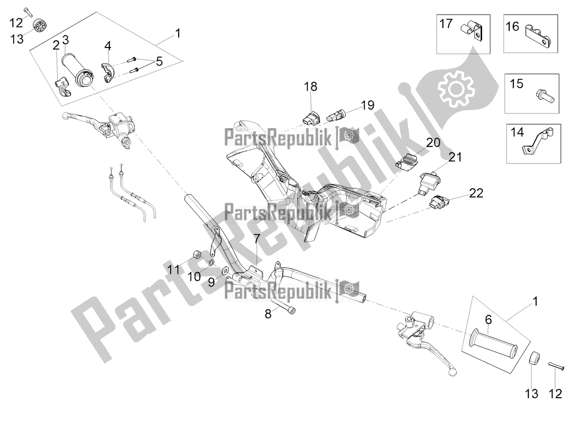 Tutte le parti per il Manubrio - Comandi del Aprilia SXR 50 4T 3V E5 HE NEW Comfort 2021