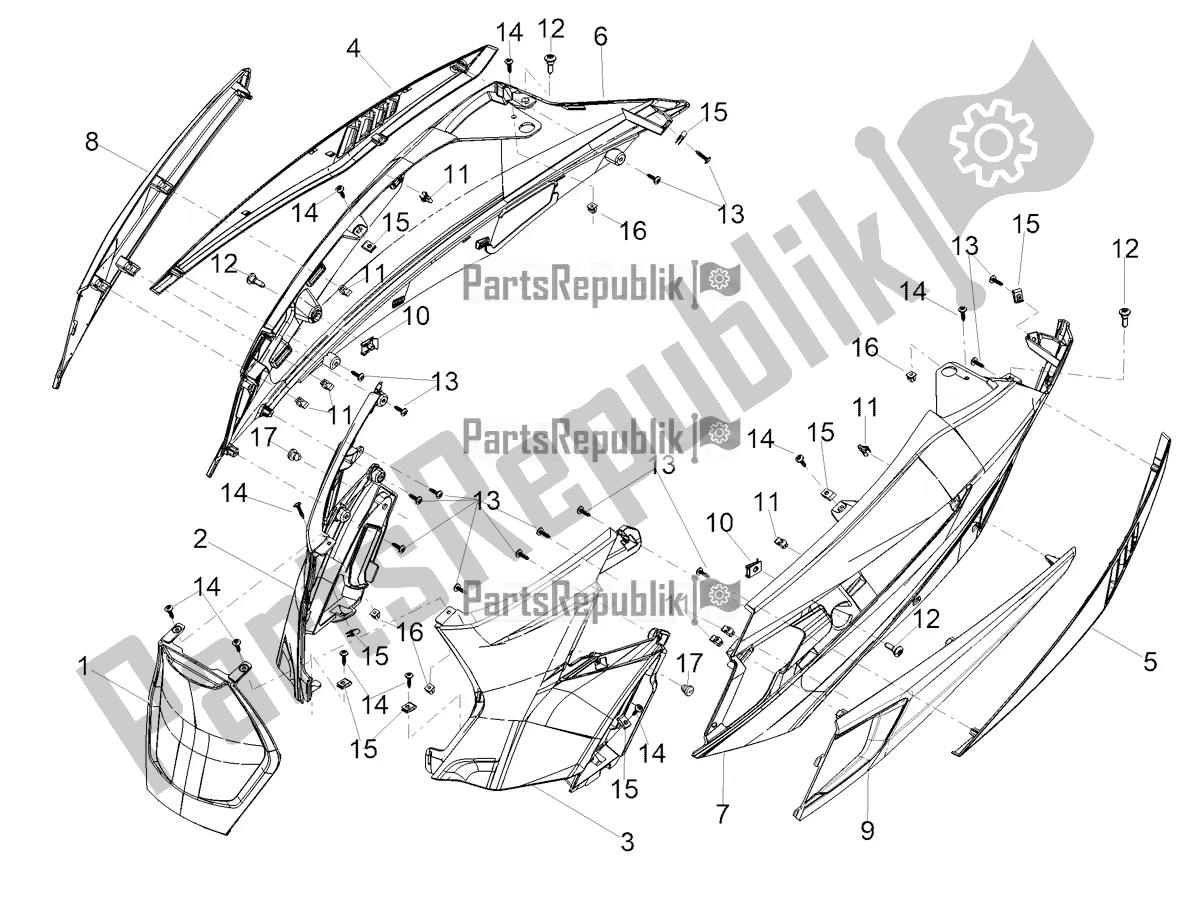 Alle Teile für das Hintere Karosserie des Aprilia SXR 50 4T 3V E5 HE NEW Comfort 2021