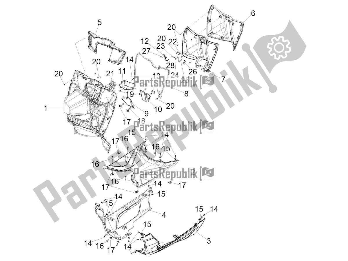 All parts for the Central Body of the Aprilia SXR 50 4T 3V E5 HE NEW Comfort 2022