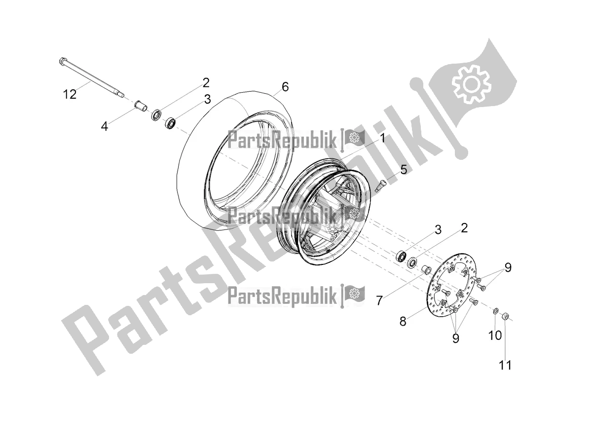 Alle Teile für das Vorderrad des Aprilia SXR 50 4T 3V E5 HE NEW Comfort 2022