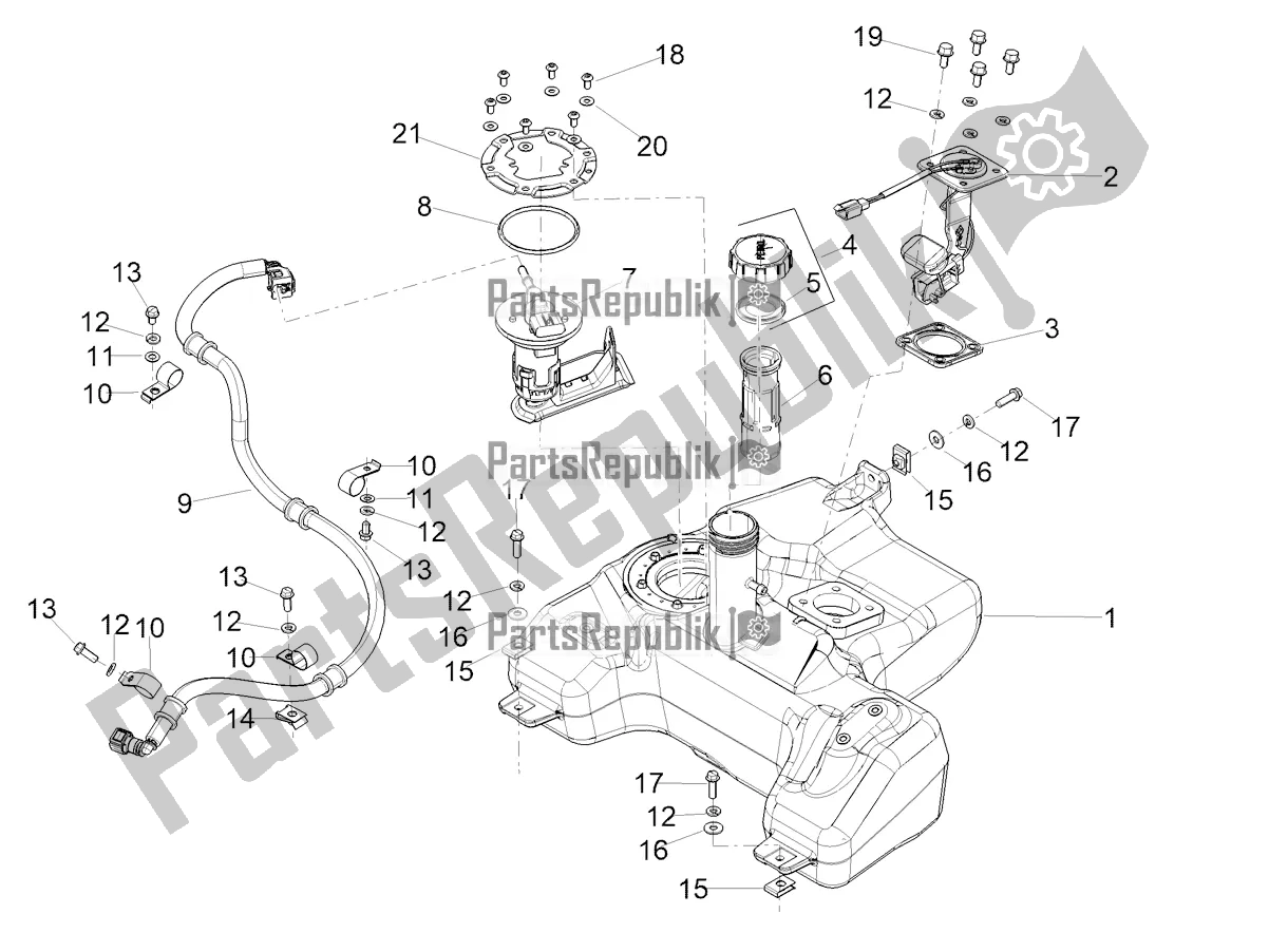 All parts for the Fuel Tank of the Aprilia SXR 50 4T 3V E5 HE NEW Comfort 2022