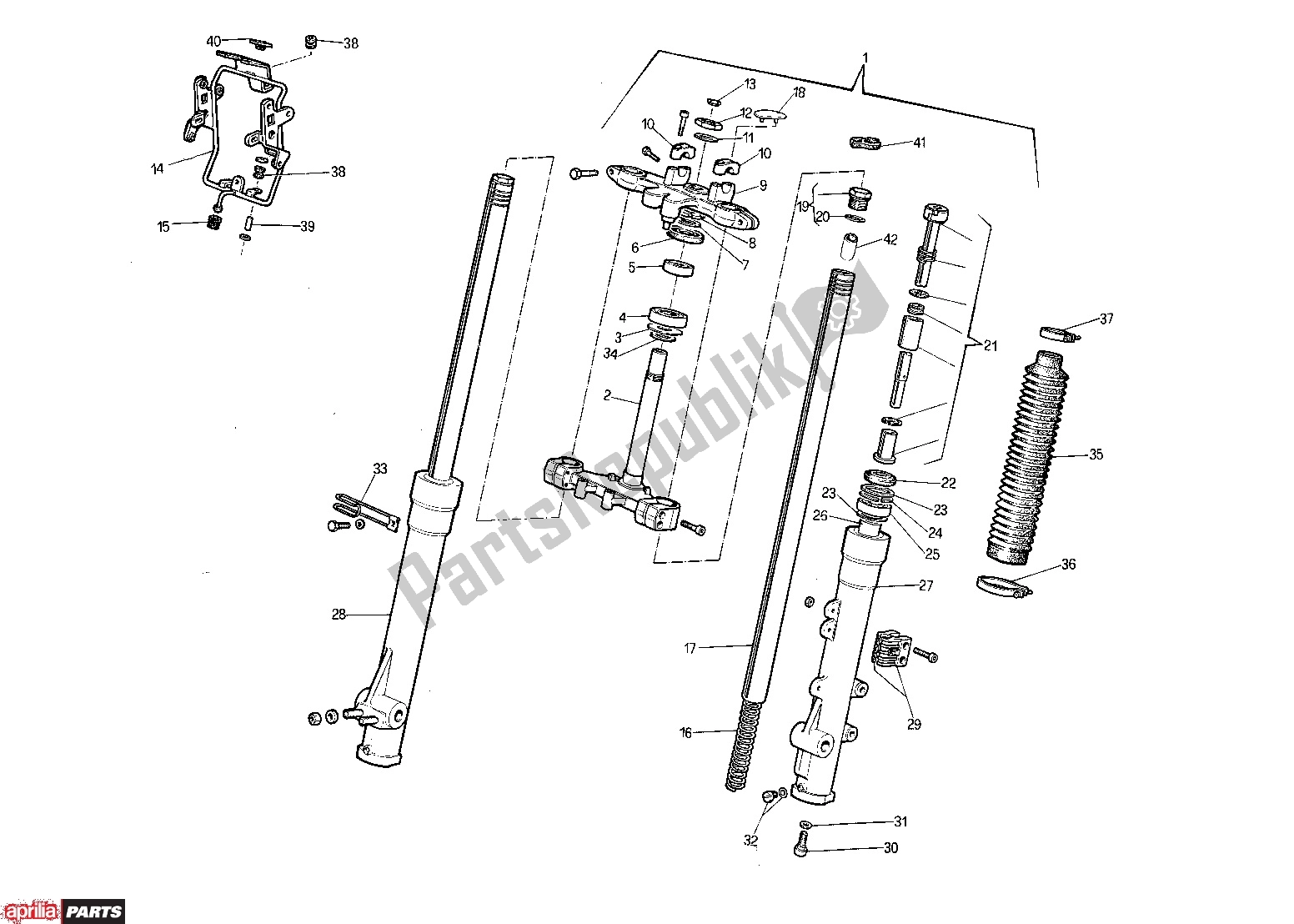 Todas as partes de Front Fork do Aprilia Tuareg 251 125 1986