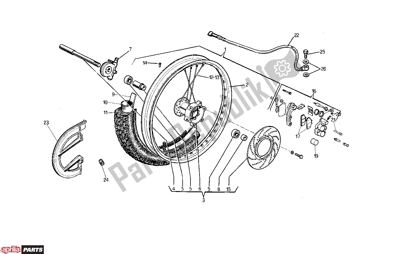 Toutes les pièces pour le Front Wheel du Aprilia Tuareg 251 125 1986