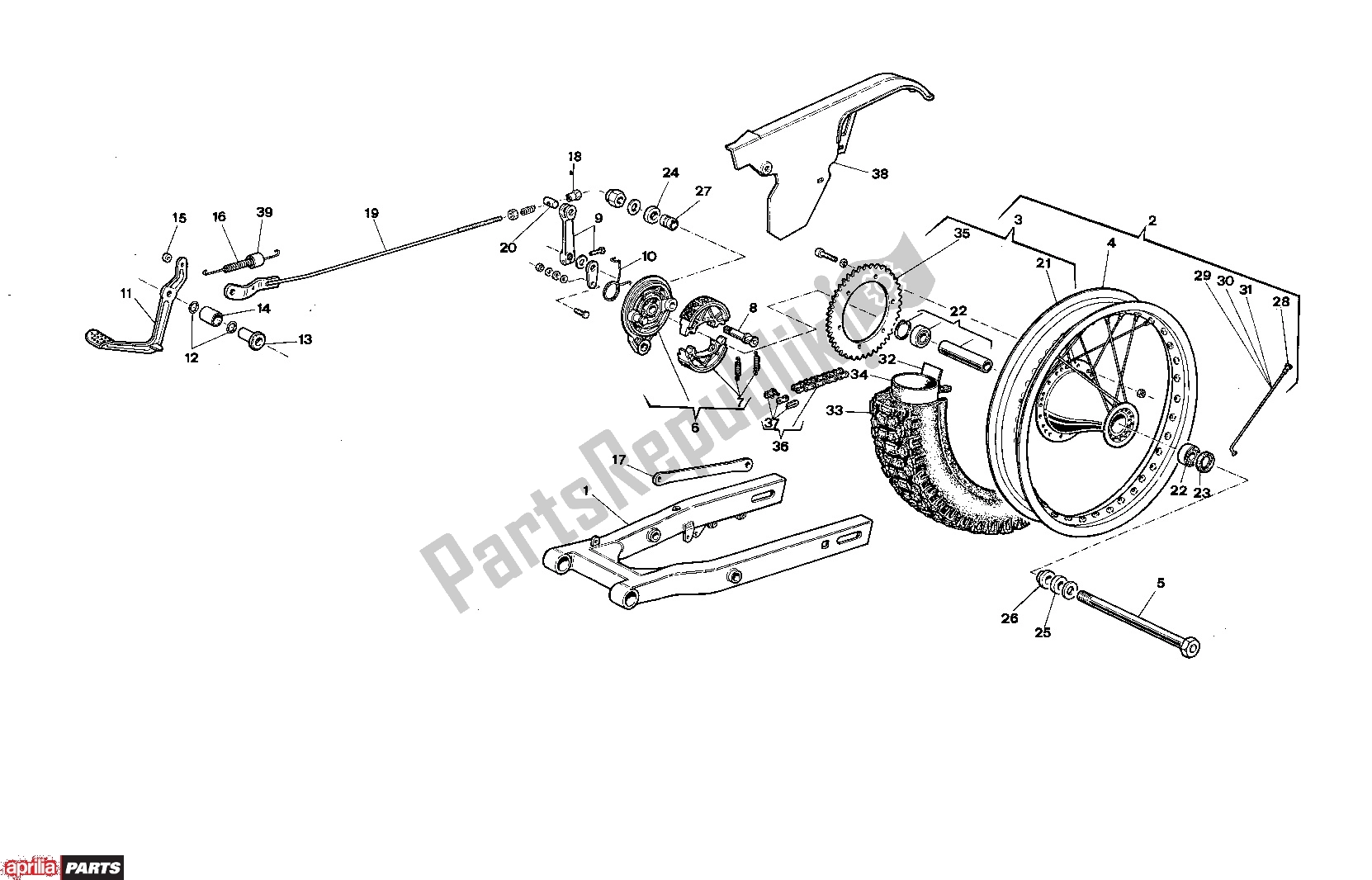 Wszystkie części do Rear Swing Aprilia Tuareg 251 125 1986