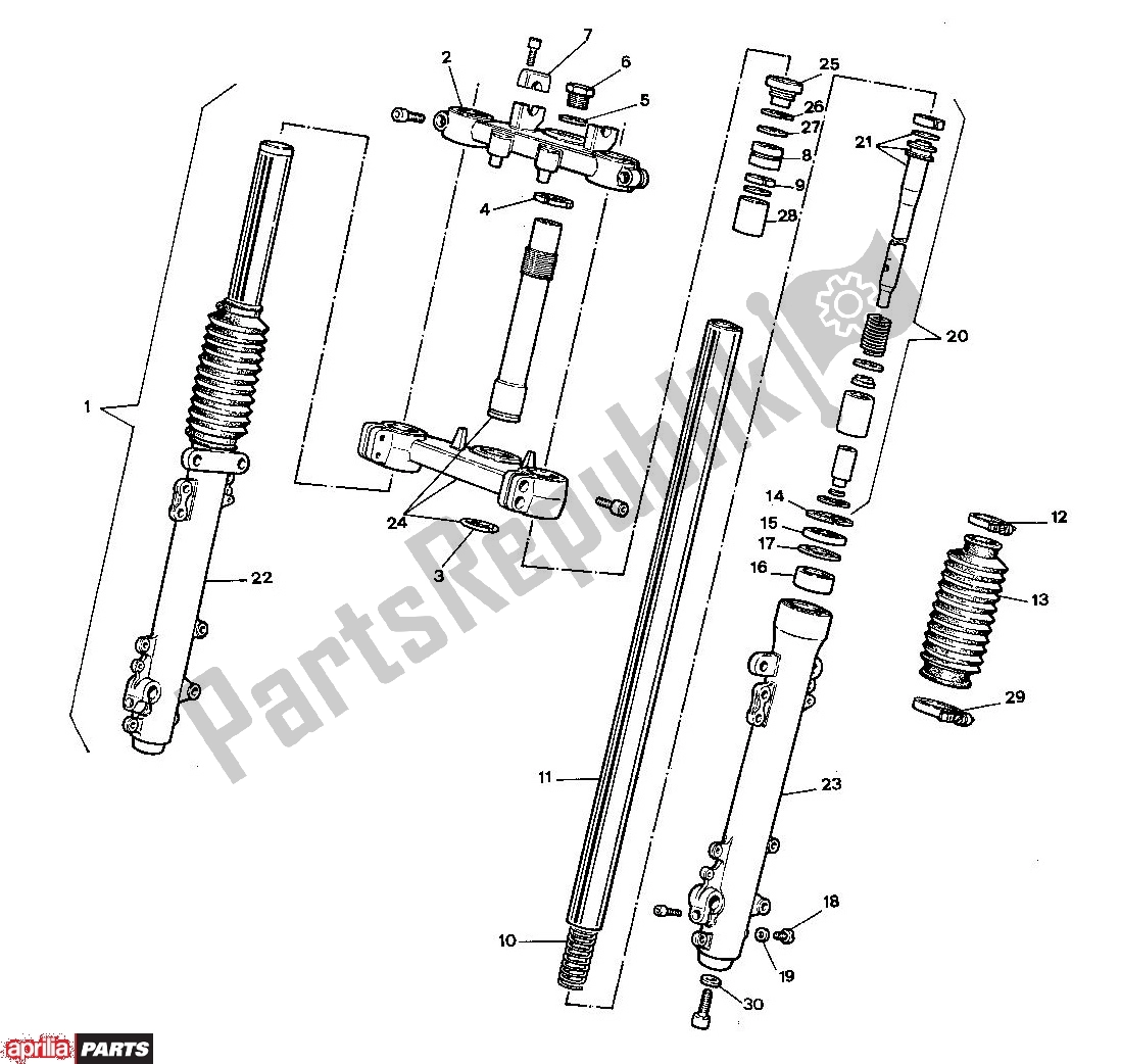 All parts for the Front Fork Ii of the Aprilia Tuareg 254 125 1987