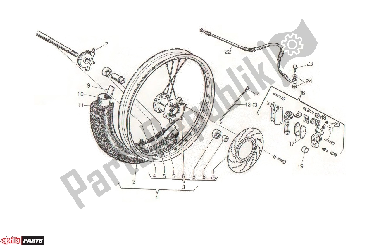 Wszystkie części do Front Wheel Aprilia Tuareg 254 125 1987