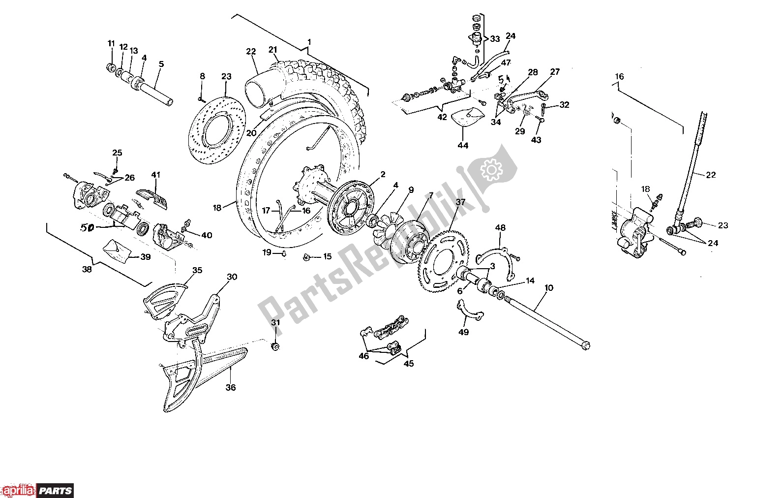 Toutes les pièces pour le Rear Wheel du Aprilia Tuareg 255 125 1988