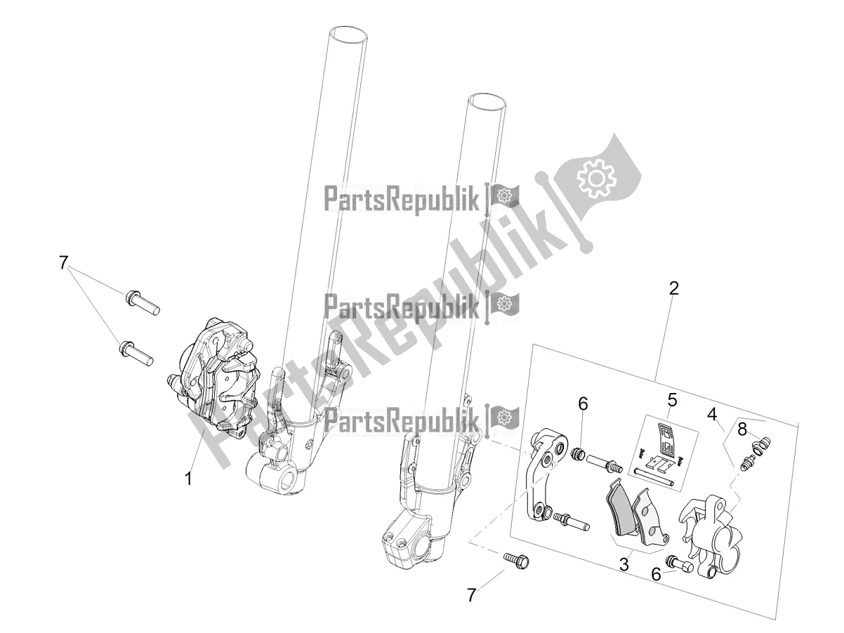 All parts for the Front Brake Caliper of the Aprilia Tuareg 660 ABS 2021