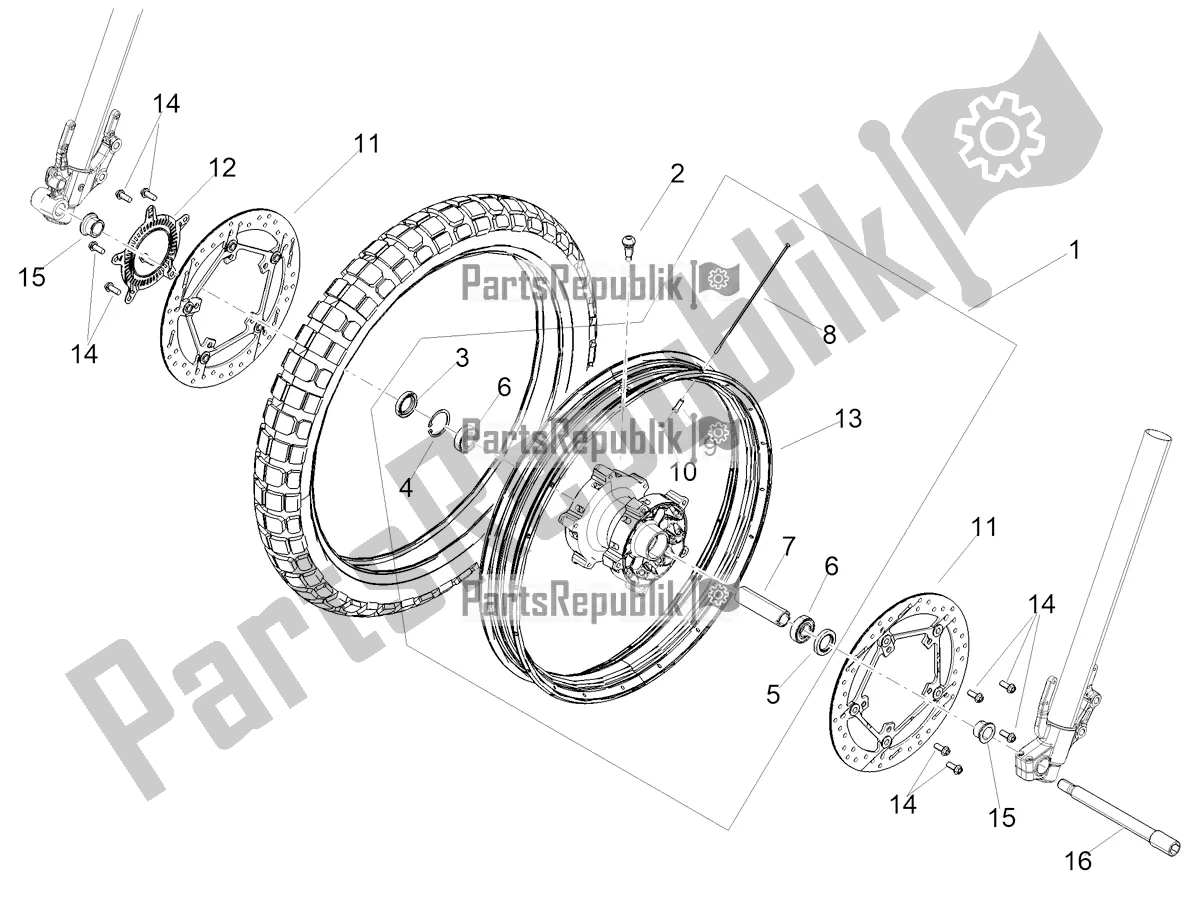 All parts for the Front Wheel of the Aprilia Tuareg 660 ABS 2021