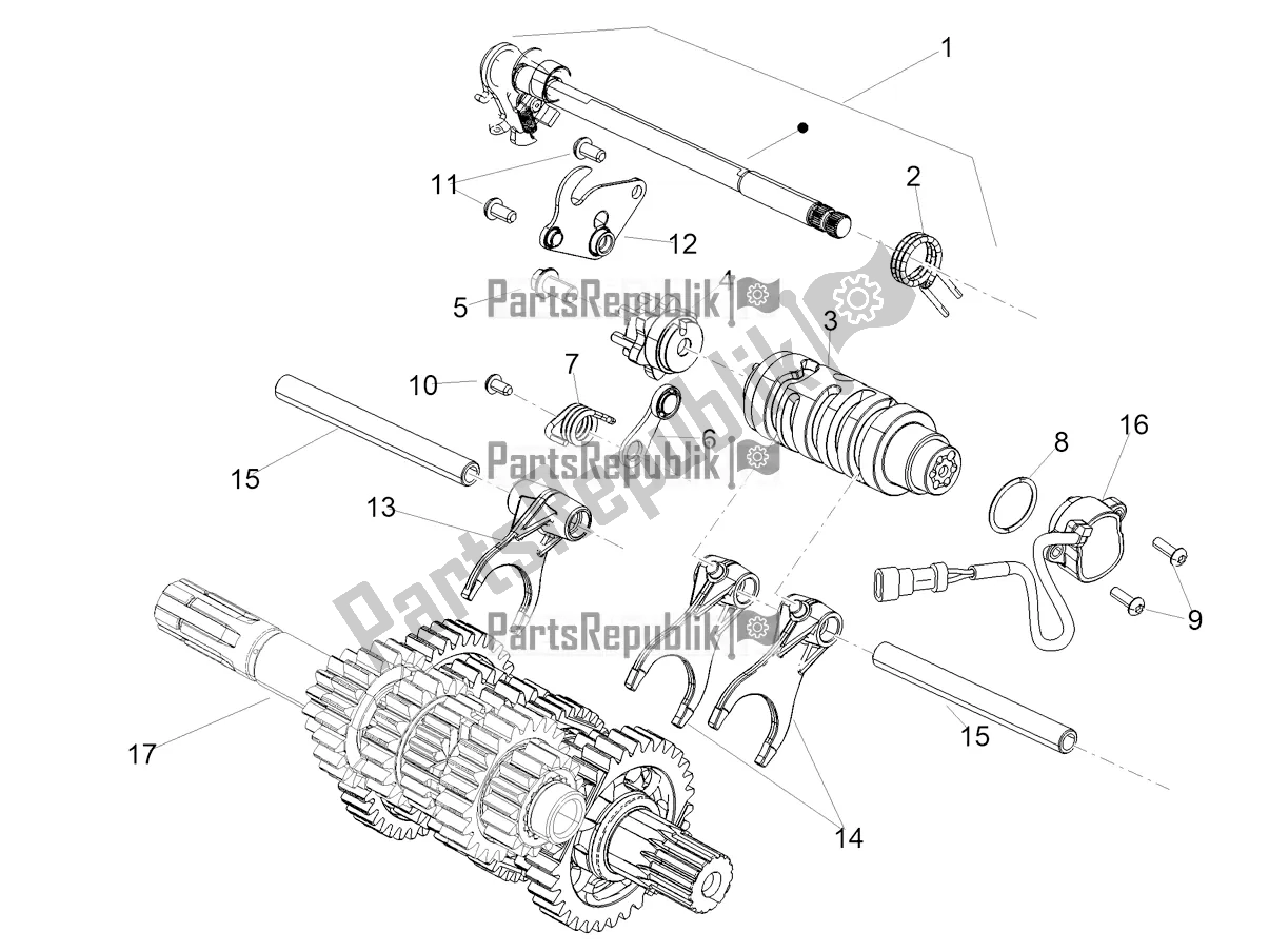 Alle Teile für das Getriebe / Wählhebel / Schaltnocken des Aprilia Tuareg 660 ABS 2021