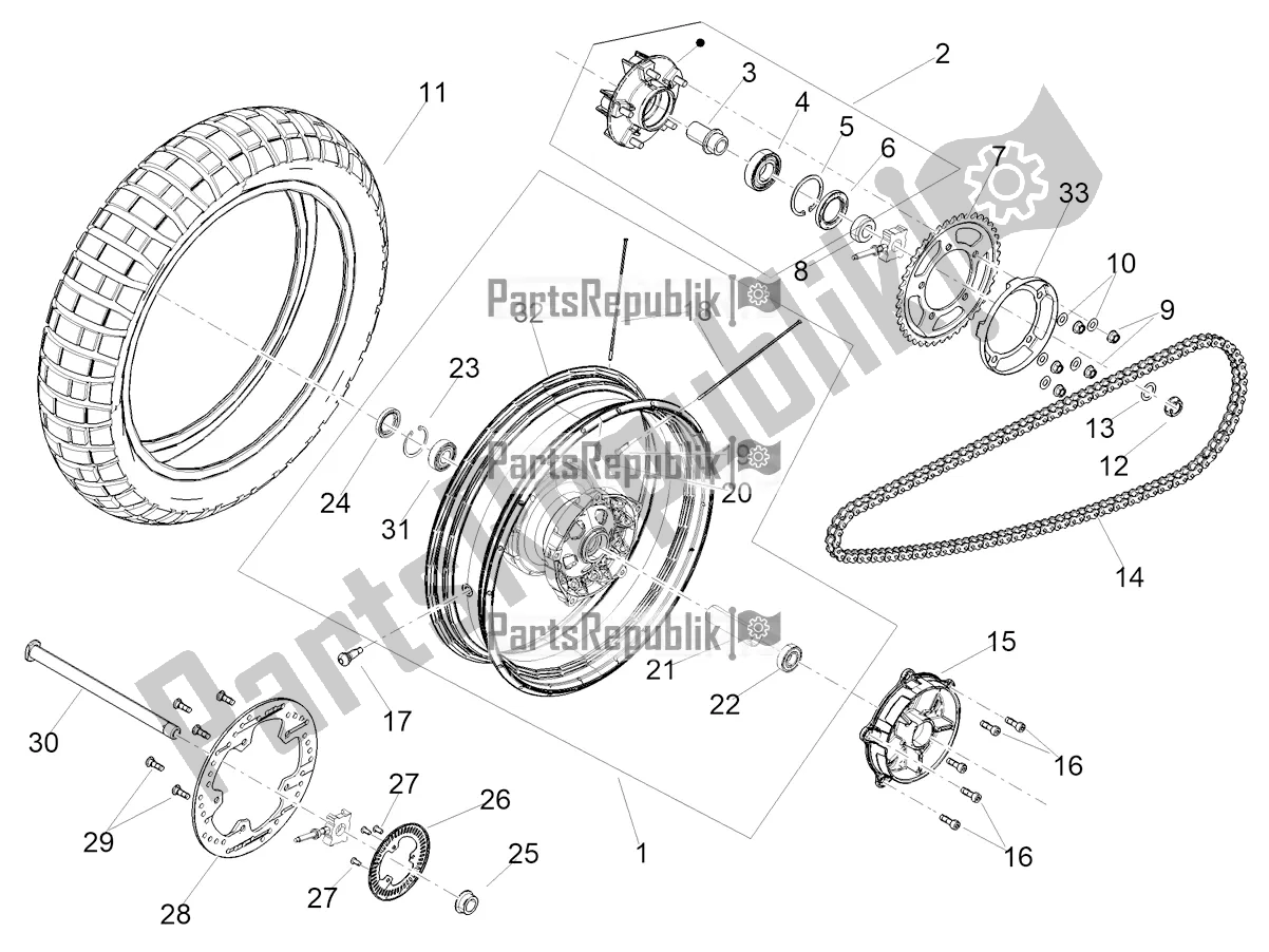 Todas as partes de Roda Traseira do Aprilia Tuareg 660 ABS 2021