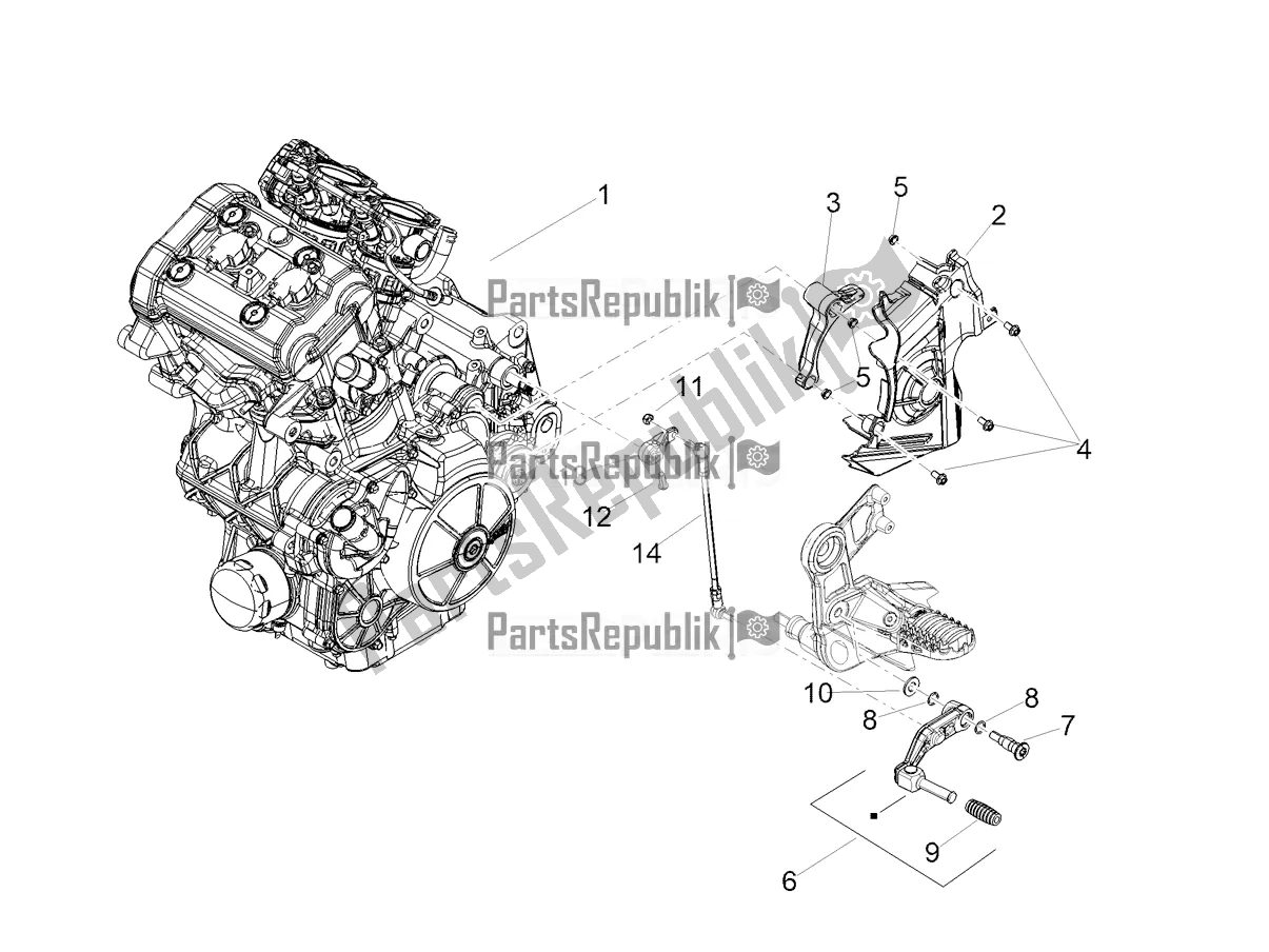 Alle onderdelen voor de Motor-completerende Deel-hendel van de Aprilia Tuareg 660 ABS 2022