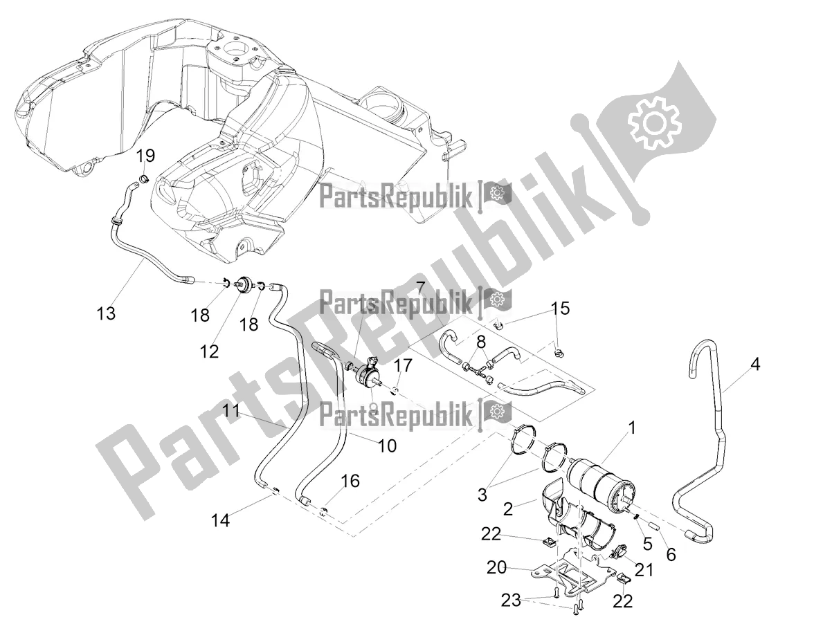 All parts for the Fuel Vapour Recover System of the Aprilia Tuareg 660 ABS 2022