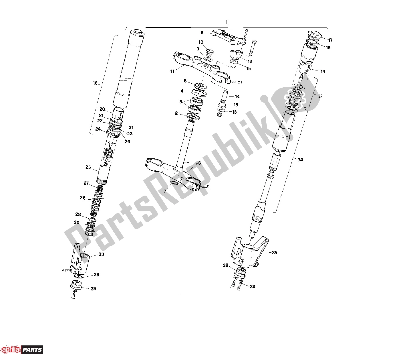 Alle Teile für das Front Fork des Aprilia Tuareg Rally 100 125 1989 - 1990