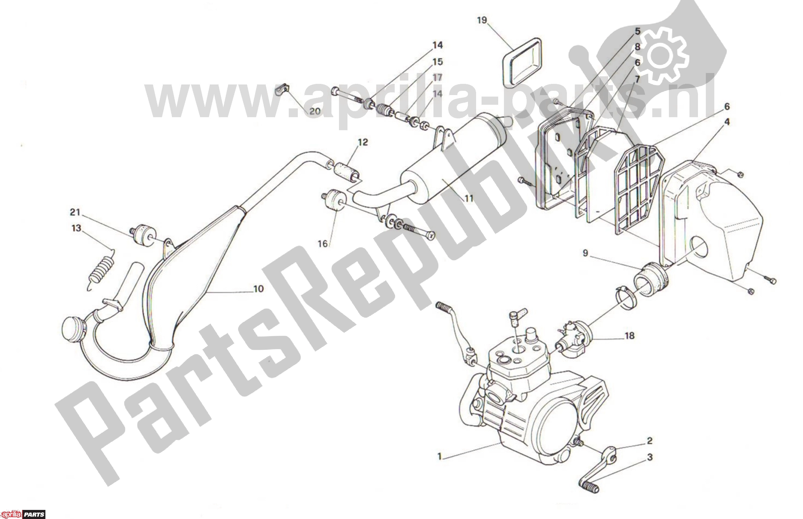 All parts for the Exhaust of the Aprilia Tuareg Rally 212 50 1990 - 1992