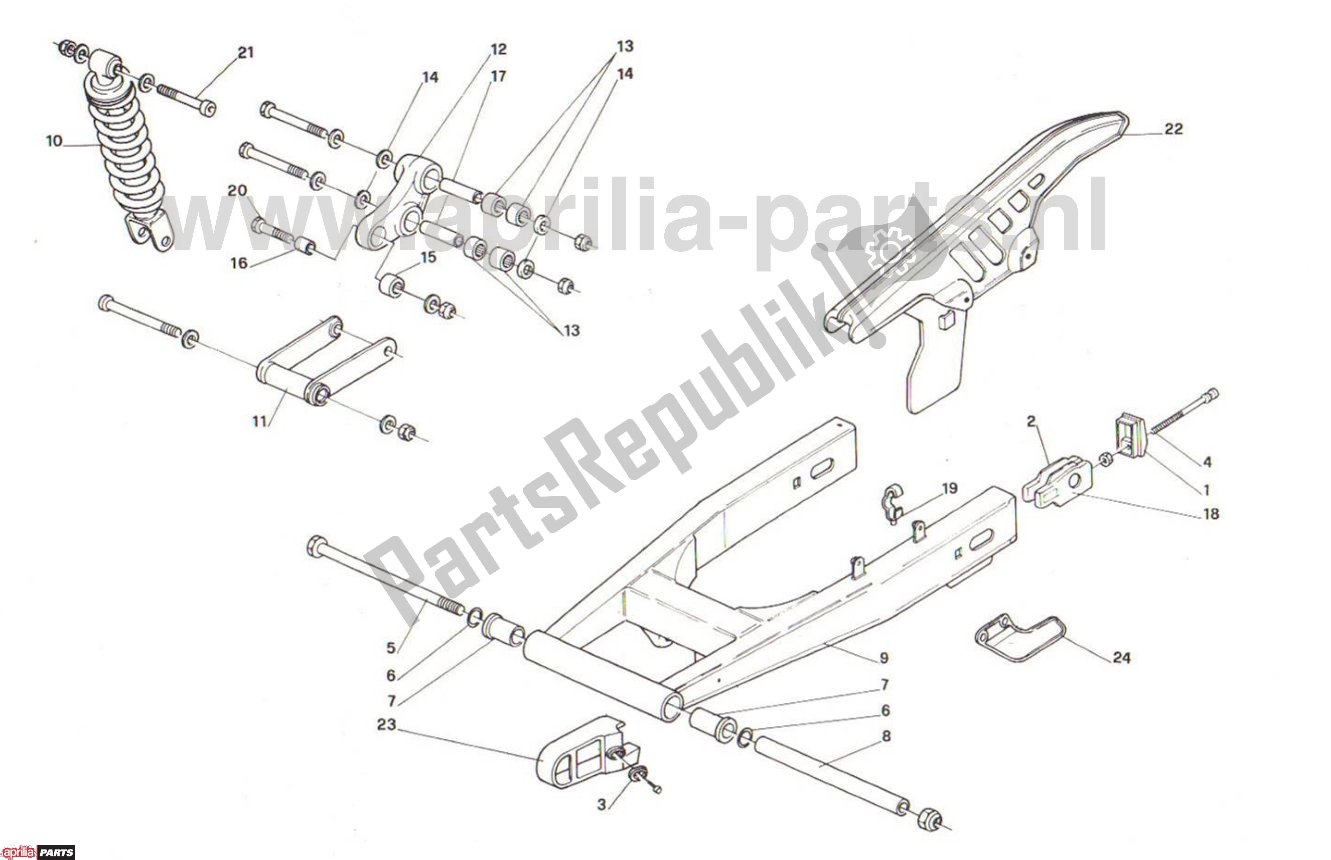 Tutte le parti per il Rear Swing del Aprilia Tuareg Rally 212 50 1990 - 1992