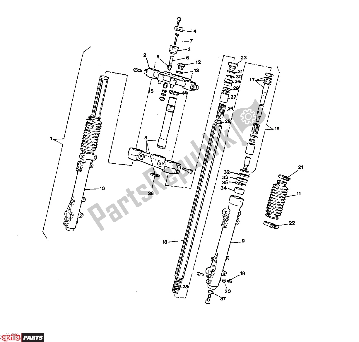 All parts for the Front Fork Ii of the Aprilia Tuareg Wind 252 350 1986 - 1988
