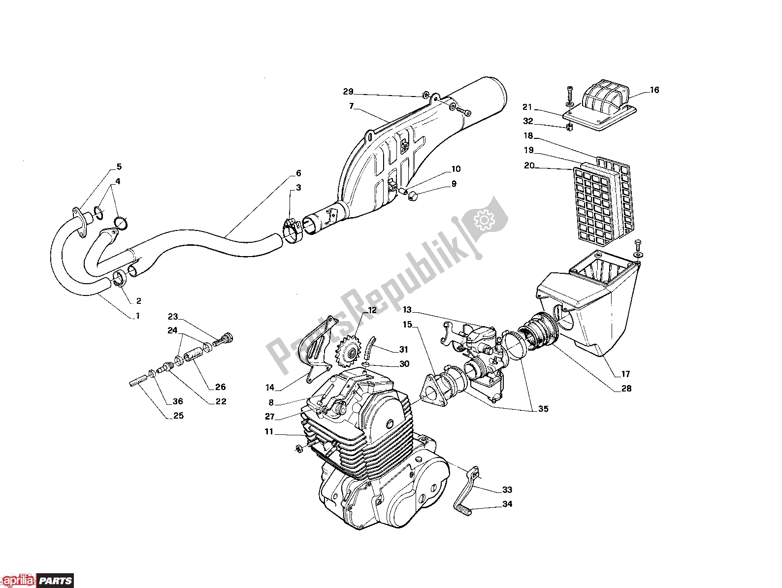 Toutes les pièces pour le Exhaust du Aprilia Tuareg Wind 256 600 1989 - 1990