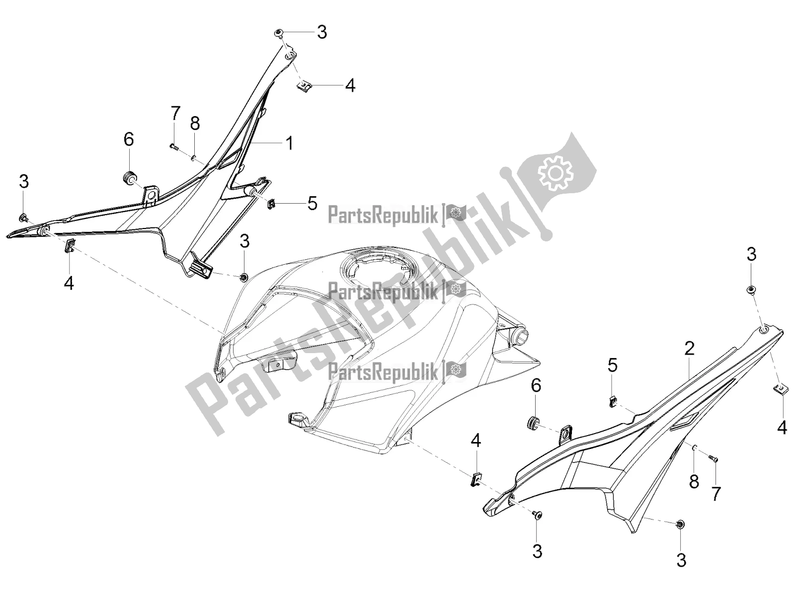 Alle Teile für das Zentraler Körper des Aprilia Tuono 125 2020