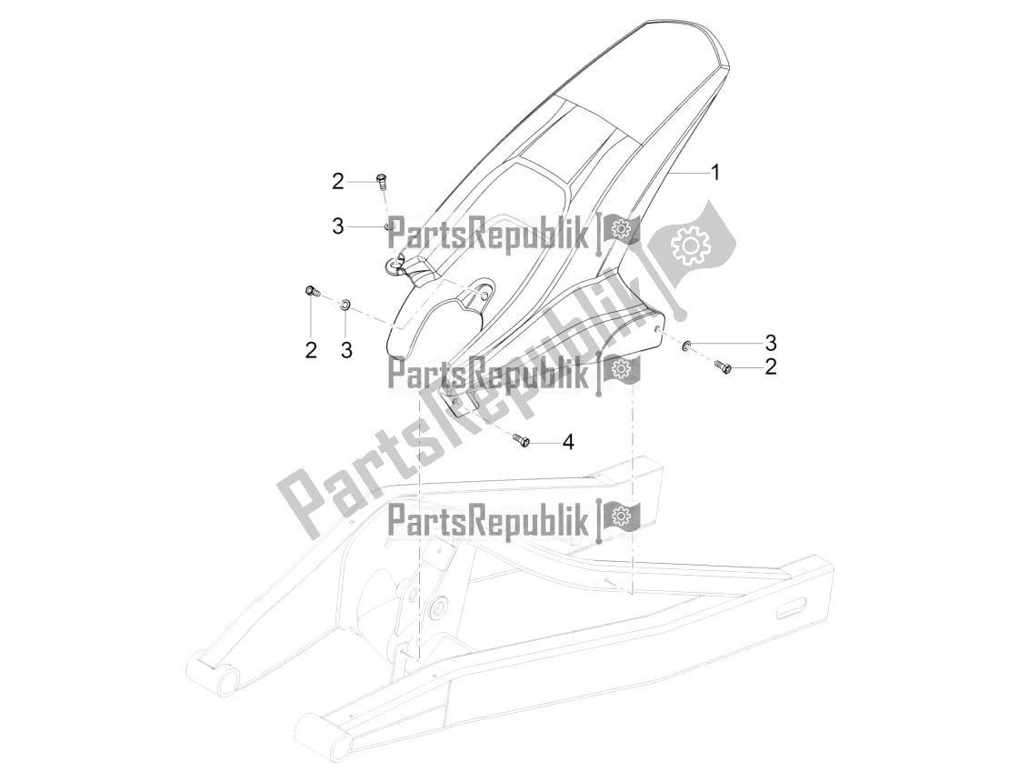 All parts for the Rear Mudguard of the Aprilia Tuono 125 2020