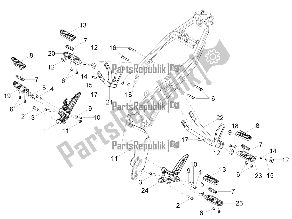 Alle Teile für das Fußstützen des Aprilia Tuono 125 2021