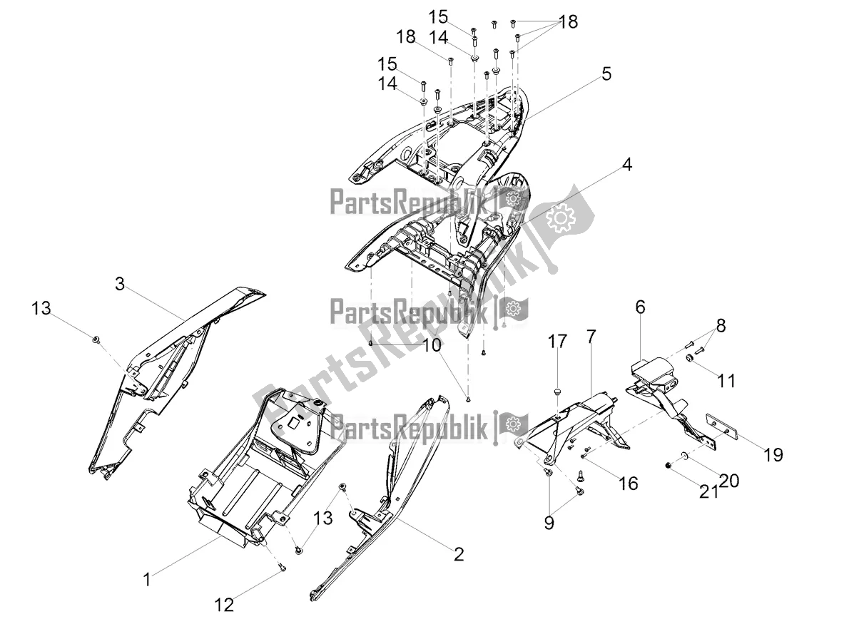 All parts for the Rear Body of the Aprilia Tuono 125 2021