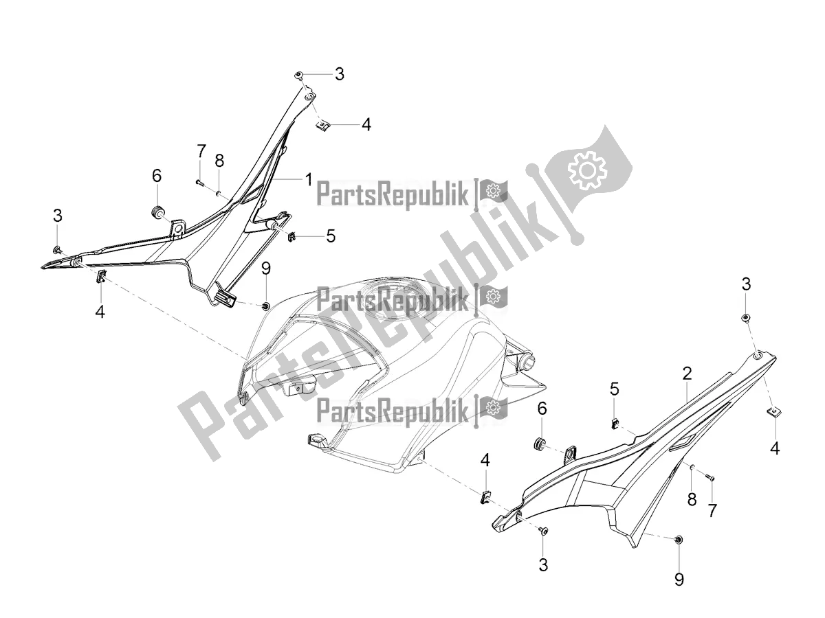 All parts for the Central Body of the Aprilia Tuono 125 2022