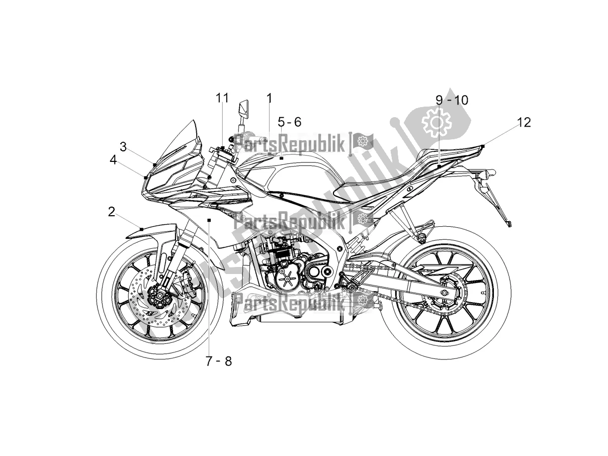 Todas as partes de Decalque do Aprilia Tuono 125 2022