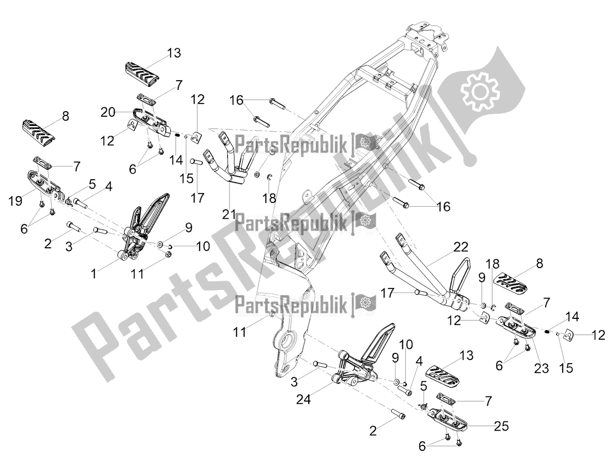 Alle onderdelen voor de Voetsteunen van de Aprilia Tuono 125 2022 Alle onderdelen voor de Voetsteunen van de Aprilia Tuono 125 2022