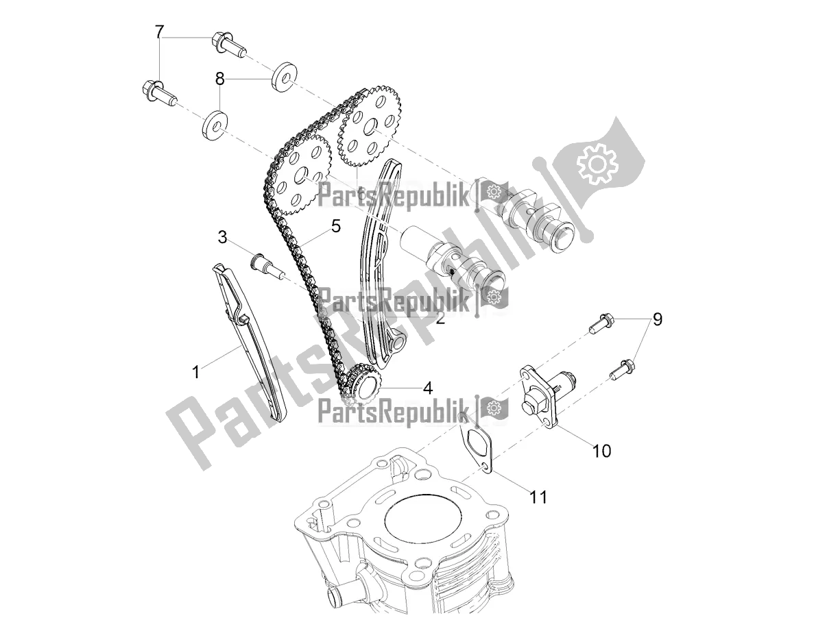 All parts for the Front Cylinder Timing System of the Aprilia Tuono 125 2022