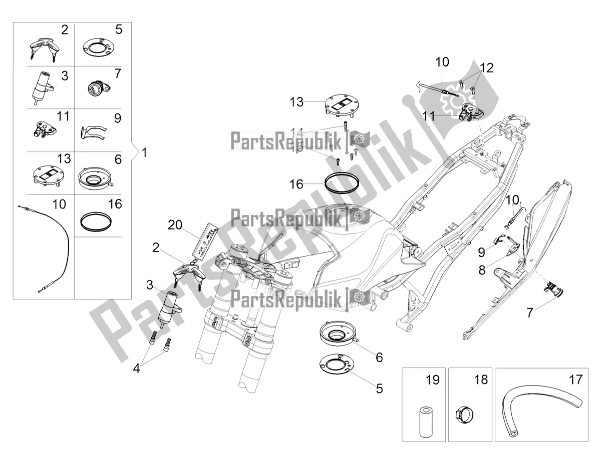 Todas as partes de Fechaduras do Aprilia Tuono 125 2022